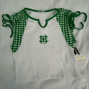 Green and White 4 Leaf Clover 🍀 Crop Top